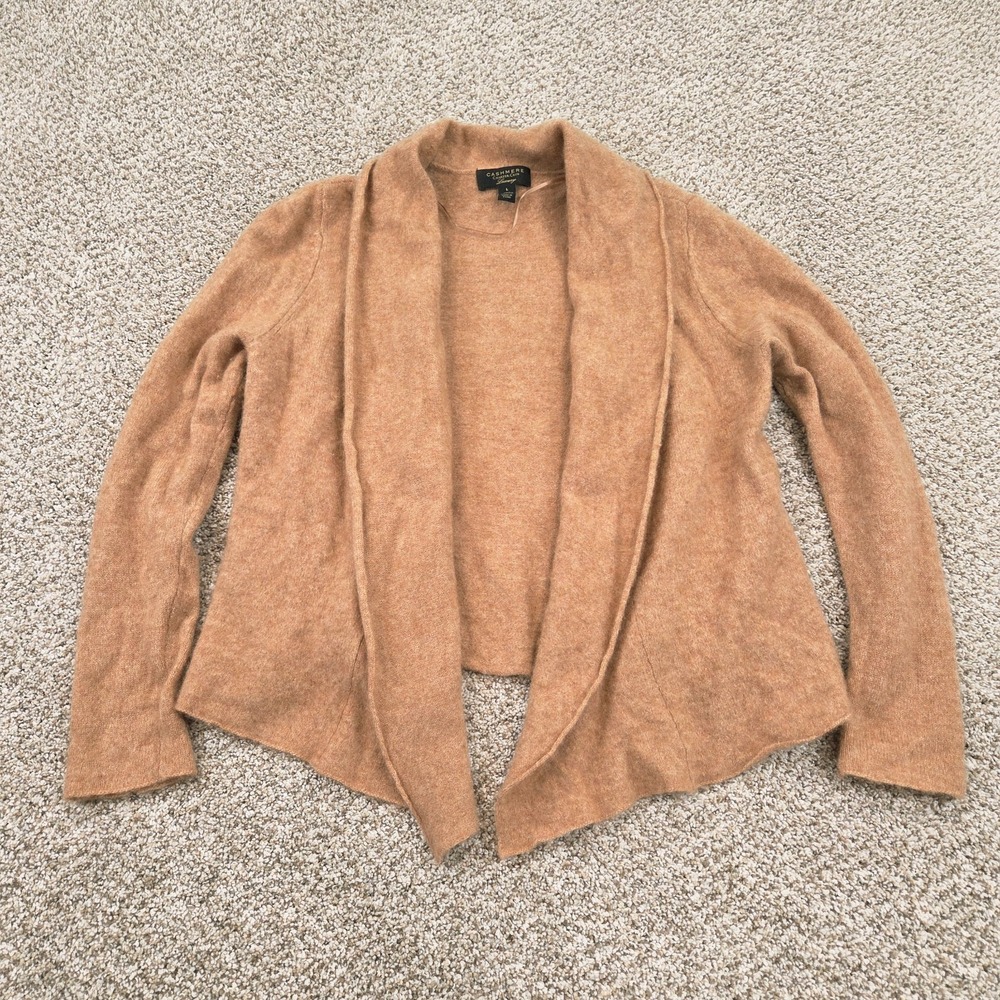 Cashmere Luxuryโ Charter Club Women's Open Front Cardigan Warm Brown Size L